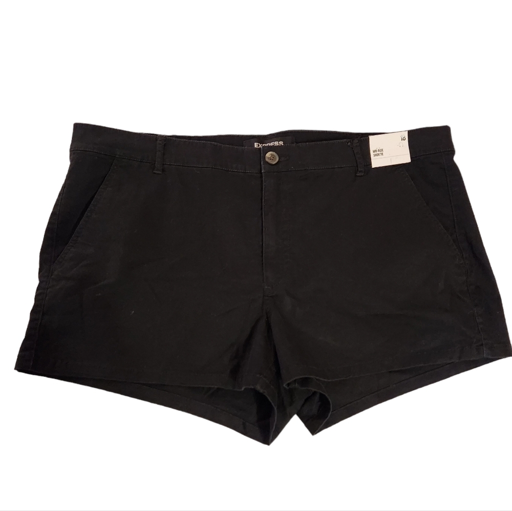 Express NWT Mid Rise Shortie Short, Black, Size 18